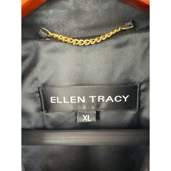 Women’s Ellen Tracy XL Black Leather Jacket with Gold Hardware - Picture 5 of 6